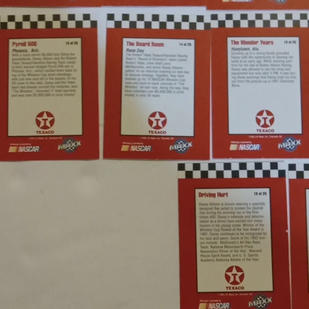 Davey Allison Nascar Driver Collectible Trading Cards Set 21